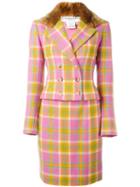 Christian Dior Vintage Checked Skirt Suit, Women's, Size: 36, Pink/purple