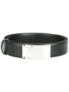 Versace Engraved Buckle Belt, Men's, Size: 95, Black, Leather