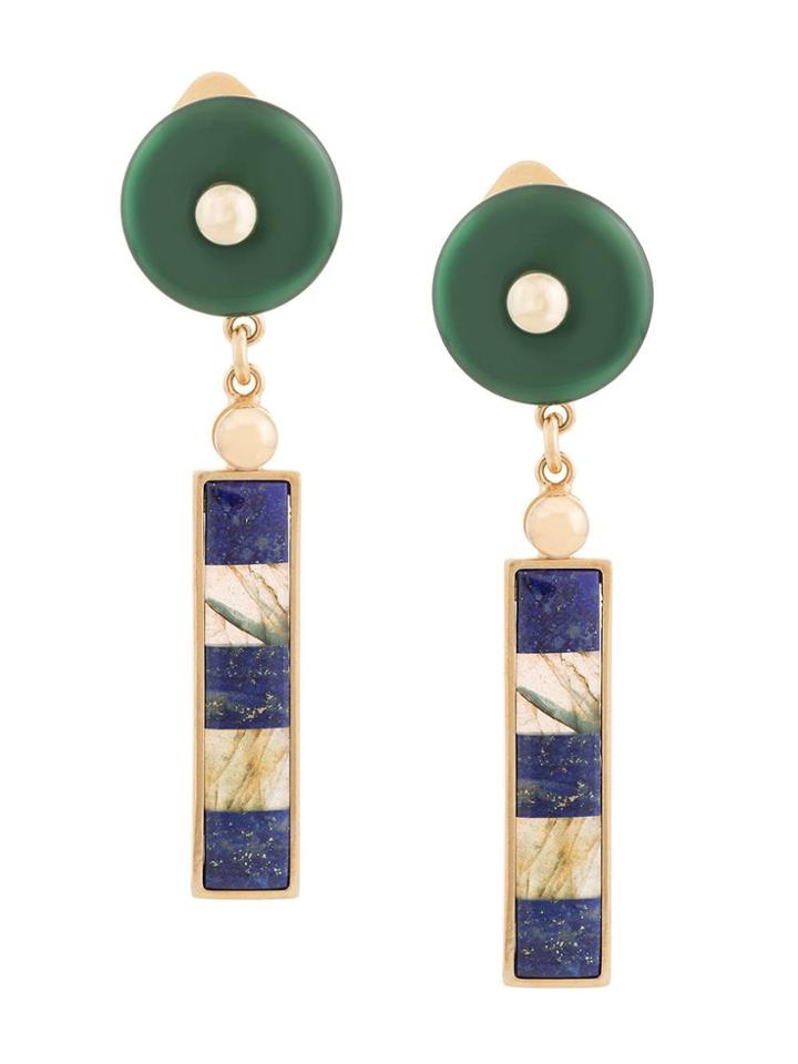 Crystalline Labradorite Lapis Earrings - Green