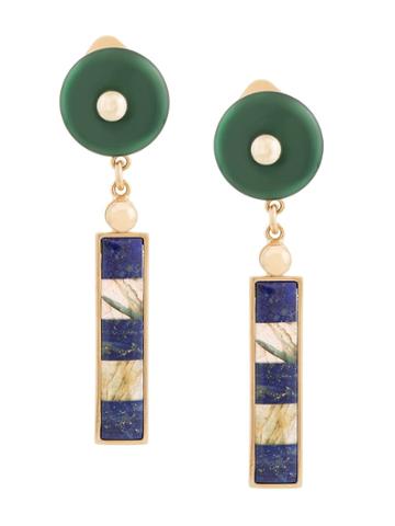 Crystalline Labradorite Lapis Earrings - Green