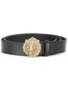 Saint Laurent Lion Buckle Belt, Men's, Size: 95, Black, Leather