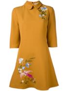 Vivetta Floral Embroidered Shift Dress, Women's, Size: 40, Yellow/orange, Viscose/virgin Wool/polyamide/acetate