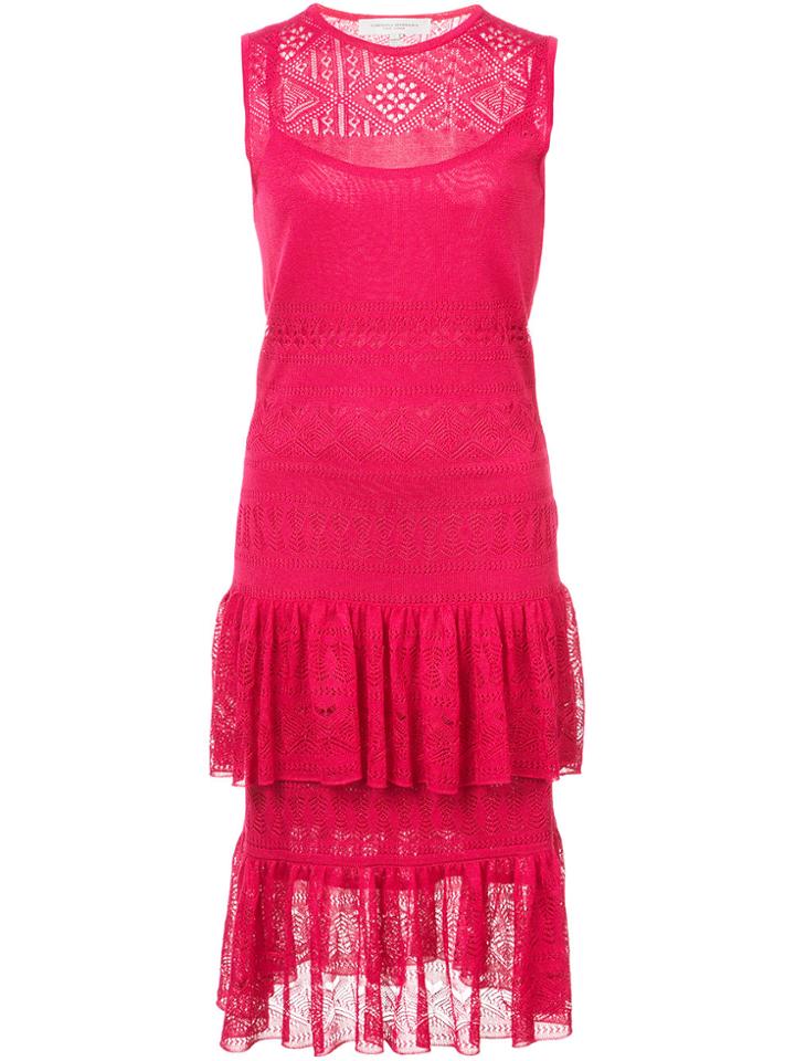 Carolina Herrera Pointella Stitch Knit Sleeveless Dress - Red
