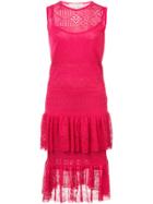 Carolina Herrera Pointella Stitch Knit Sleeveless Dress - Red