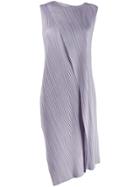 Pleats Please Issey Miyake Pleated Asymmetric-hem Dress - Grey