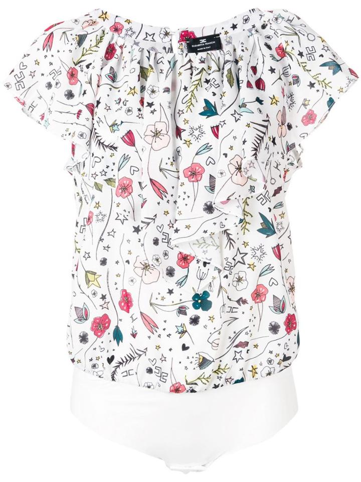 Elisabetta Franchi Bodysuit-style Printed Blouse - White