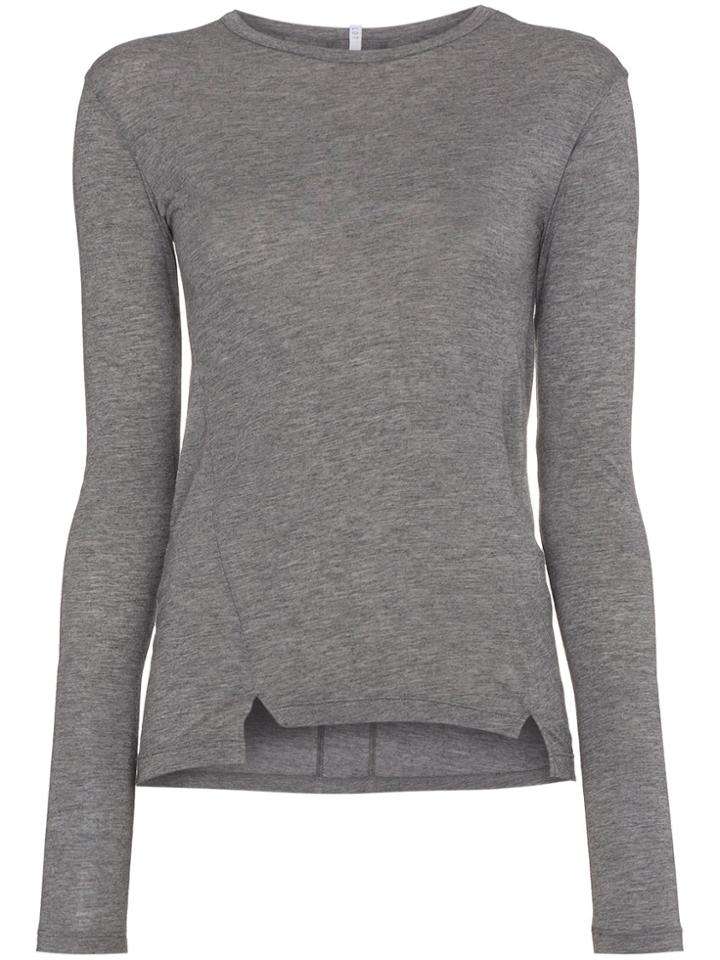 Lot78 Long Sleeve Cashmere Asymmetric Top - Grey