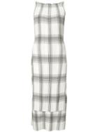 Helmut Lang Pleated Plaid Dress - White