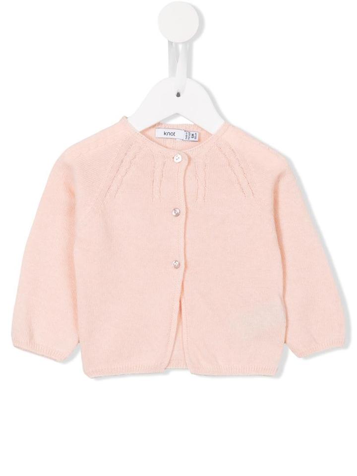 Knot - Cable Knit Detail Cardigan - Kids - Polyamide/viscose/cashmere/merino - 9 Mth, Infant Girl's, Pink/purple