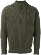 Jil Sander Zipped Ribbed Sweater - Green