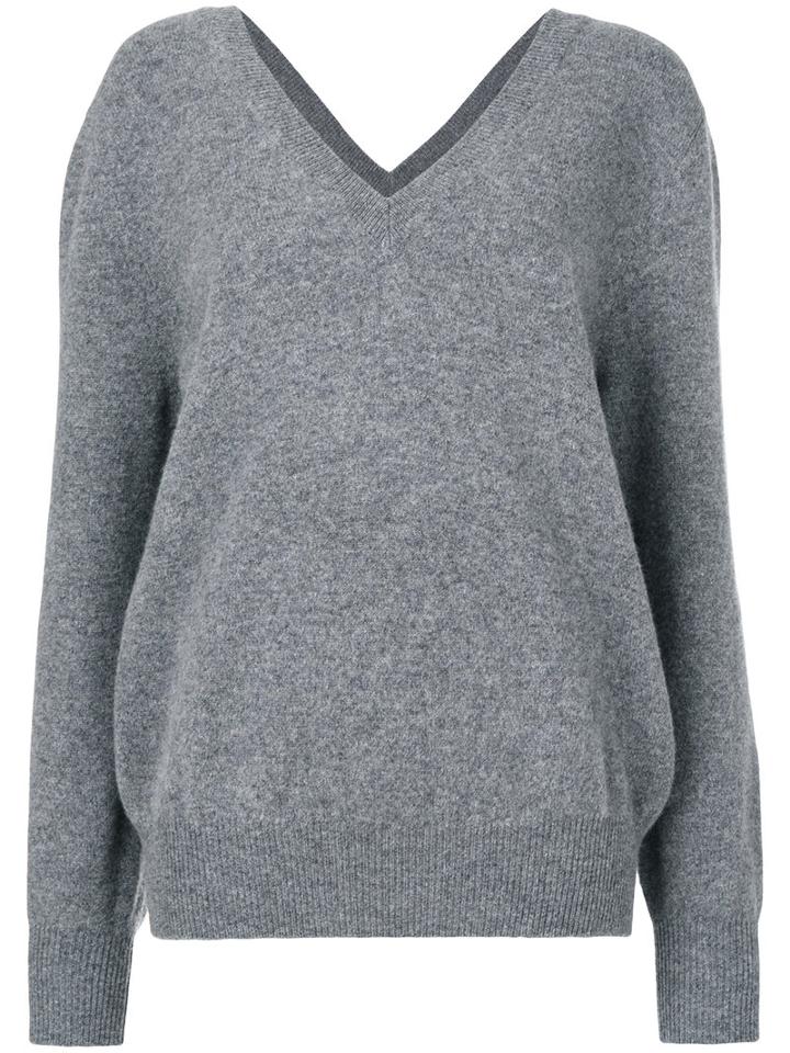 Victoria Beckham - V Neck Sweatshirt - Women - Wool - 2, Grey, Wool
