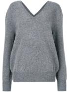 Victoria Beckham - V Neck Sweatshirt - Women - Wool - 2, Grey, Wool