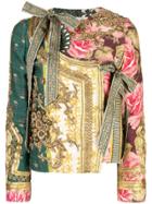 Oscar De La Renta Collarless Embellished Jacket - Green
