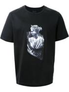 Juun.j Front Print T-shirt, Men's, Size: 50, Black, Cotton