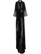 Antonio Berardi Semi Sheer Sequined Sleeve Oversized Coat, Women's, Size: 38, Black, Silk