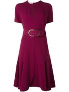 Stella Mccartney Belted Keyhole Detail Dress, Women's, Size: 42, Pink/purple, Viscose/acetate/spandex/elastane