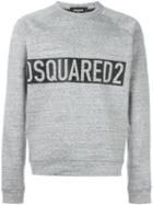 Logo Print Marled Sweatshirt, Men's, Size: Xxl, Grey, Cotton/polyester, Dsquared2