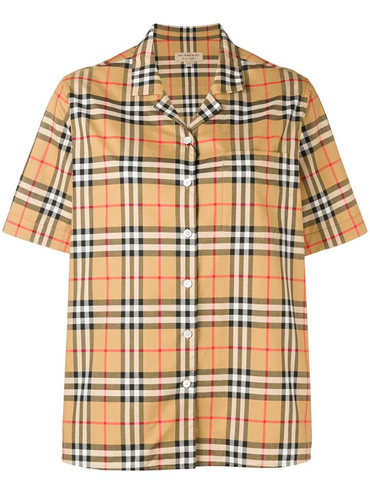 Burberry Button Checked Shirt - Yellow & Orange