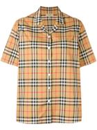 Burberry Button Checked Shirt - Yellow & Orange
