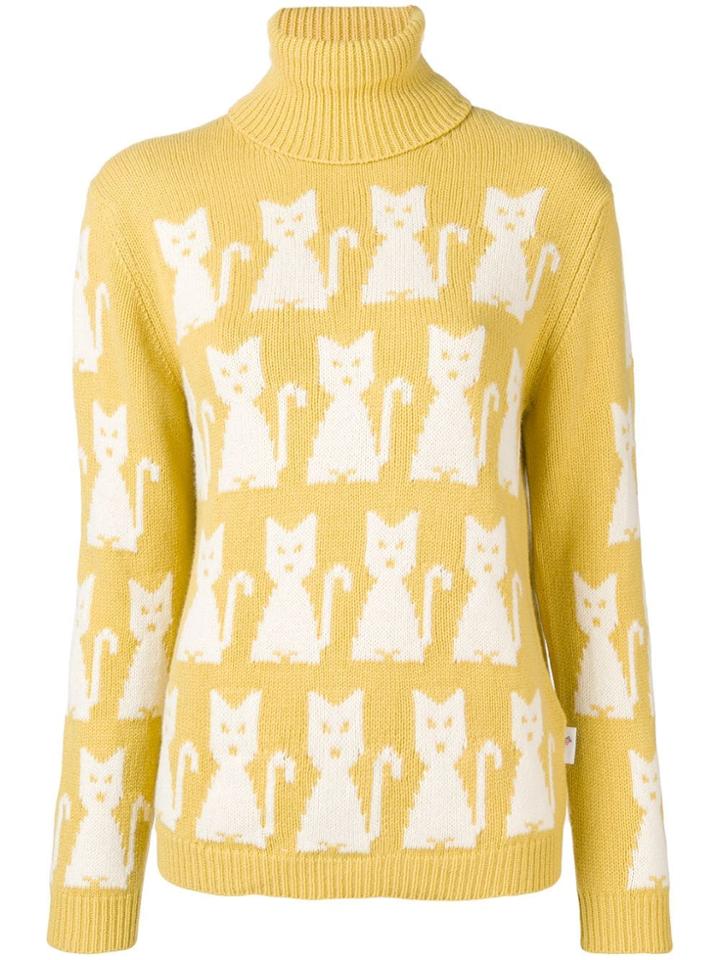 Moncler Grenoble Kitten-intarsia Sweater - Yellow