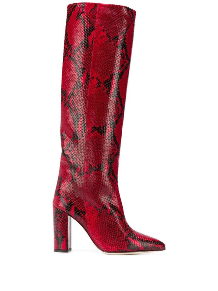 Paris Texas Snakeskin Effect Boots - Red
