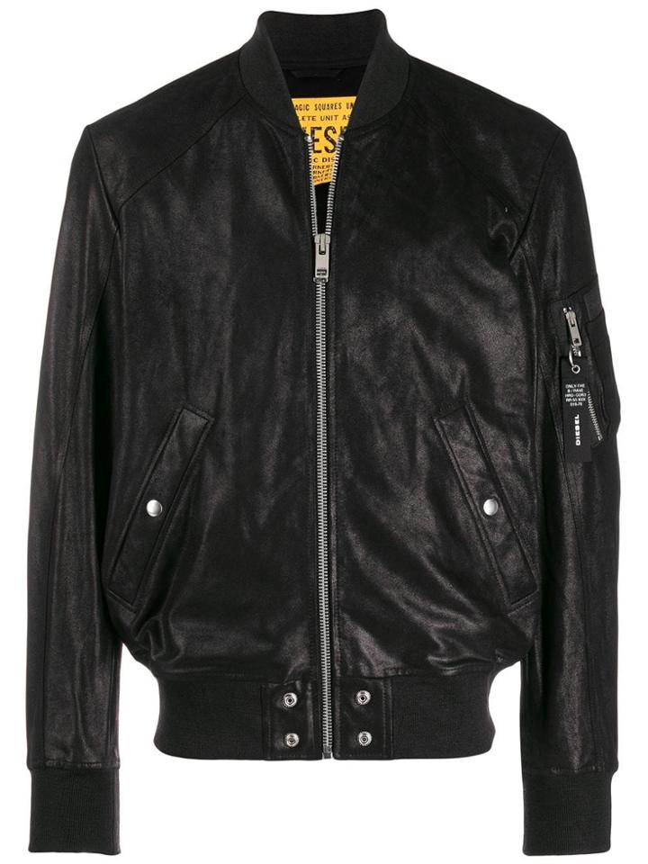 Diesel Waxed Suede Bomber Jacket - Black