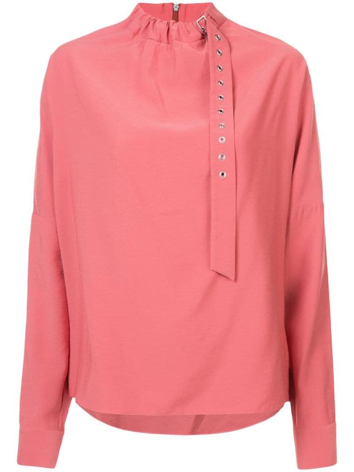 Tibi Twill Buckle Dolman Blouse - Pink