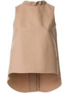 Taro Horiuchi Ruffle Back Fastening Tank Top, Women's, Size: 2, Nude/neutrals, Cotton