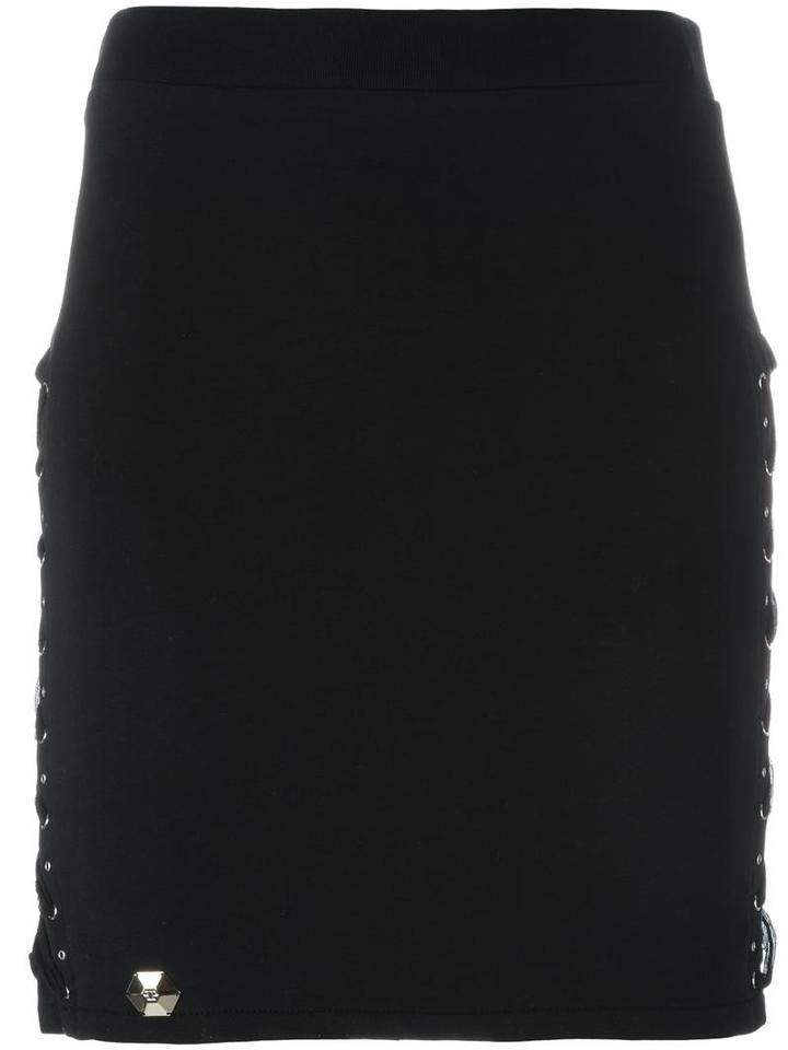 Philipp Plein Goodbye Mini Skirt, Women's, Size: Small, Black, Spandex/elastane/cotton/silk/brass