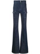 Chloé Patch Pockets Flared Jeans - Blue