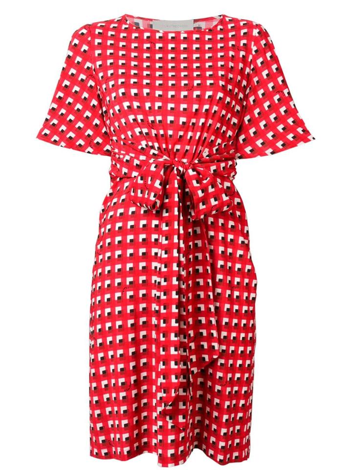 L'autre Chose Printed Tie Waist Dress - Red
