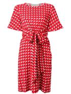L'autre Chose Printed Tie Waist Dress - Red