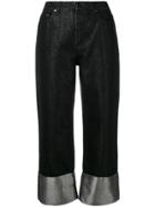 Alberta Ferretti Contrast Cuff Cropped Trousers - Black
