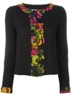 Blumarine Contrasted Trim Cardigan, Women's, Size: 42, Black, Silk/polyester/virgin Wool