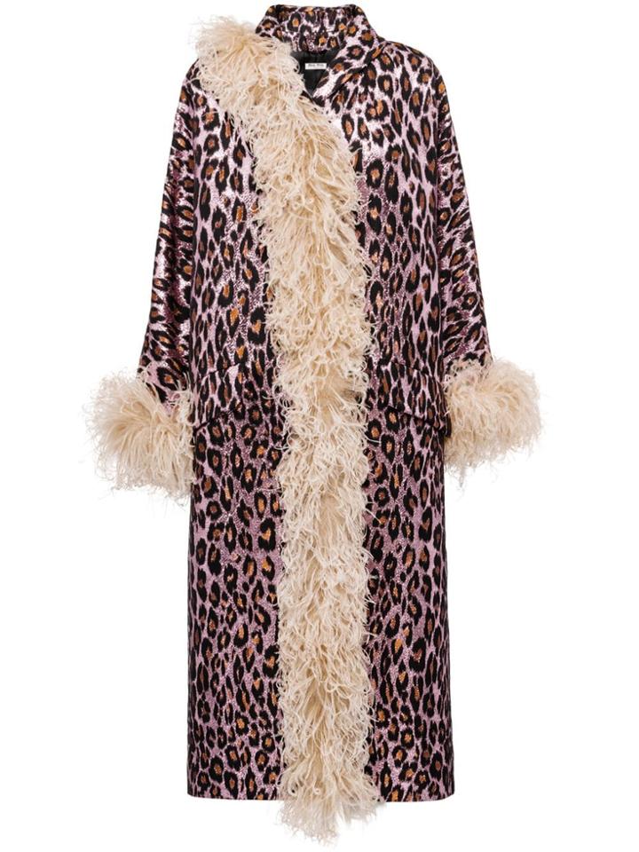 Miu Miu Leopard Print Coat - Pink