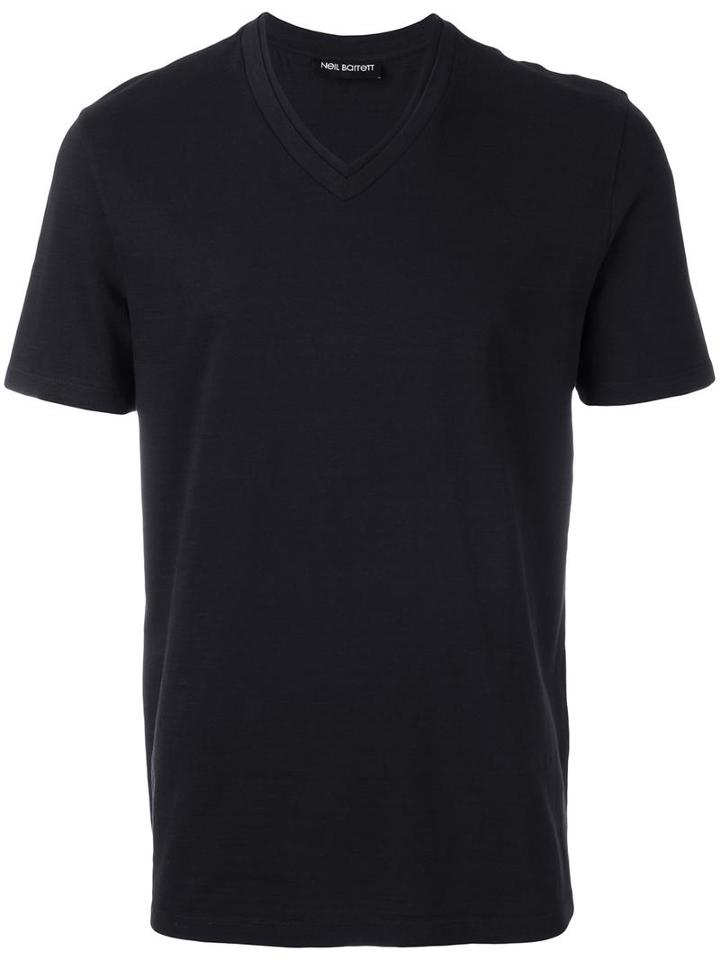 Neil Barrett Double V-neck T-shirt, Men's, Size: Xs, Black, Cotton