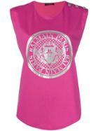 Balmain Medallion Print Vest Top - Pink & Purple