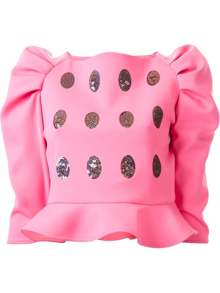 Dresscamp Cocoon Sleeve Peplum Top, Women's, Size: 40, Pink/purple, Polyester/polyurethane