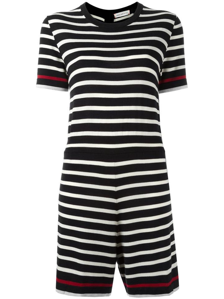 Chinti And Parker Breton Stripe Playsuit, Women's, Size: Xs, Black, Merino