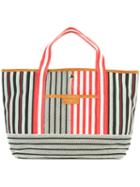 Sonia Rykiel Striped Tote, Women's, Red, Cotton/calf Leather