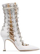 Liudmila White Drury Lane 100 Lace Up Pointed Toe Patent Leather