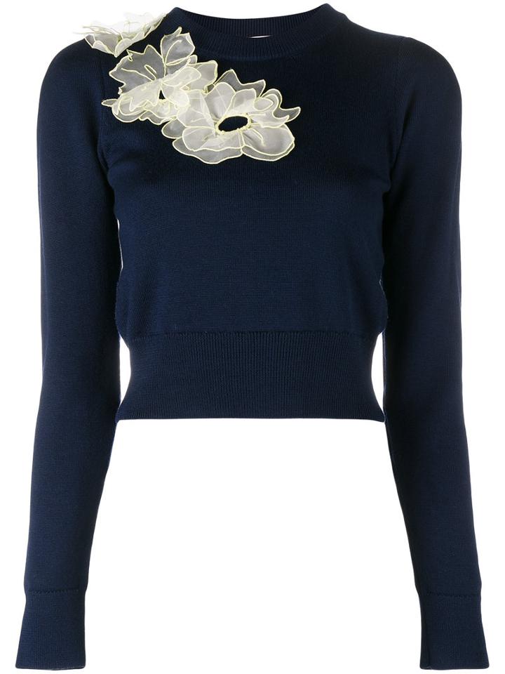 Roksanda Nobuya Floral Applique Jumper, Women's, Size: Medium, Blue, Wool