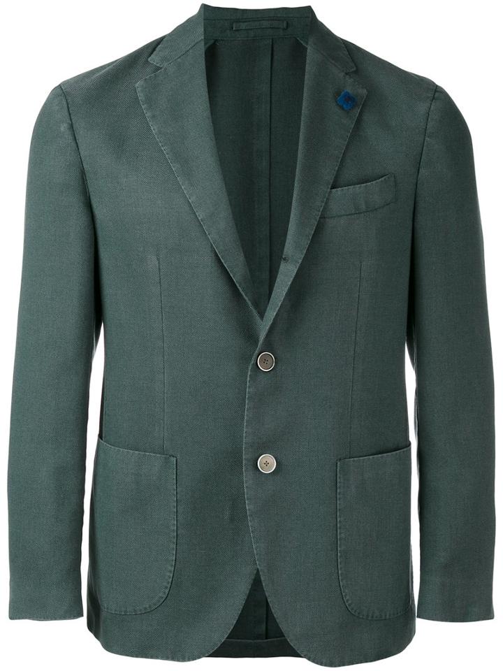 Lardini Two Button Jacket, Men's, Size: 48, Green, Wool/silk/polyester/cashmere