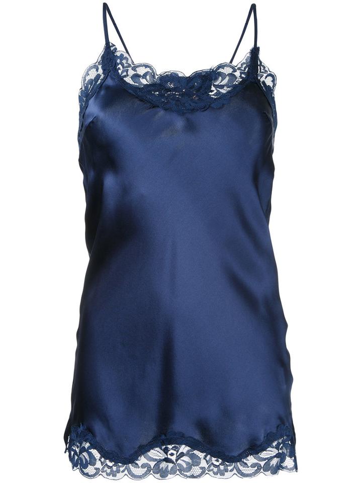 Gold Hawk - Lace Trim Cami Top - Women - Silk/nylon - S, Women's, Blue, Silk/nylon