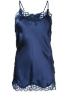 Gold Hawk - Lace Trim Cami Top - Women - Silk/nylon - S, Women's, Blue, Silk/nylon