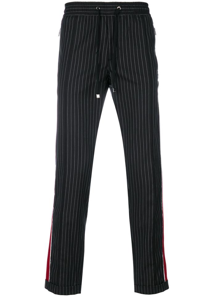 Dolce & Gabbana Pinstripe Jogging Trousers With Contrasting Side
