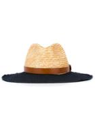 Etro Colour Block Panama Hat, Men's, Size: S, Blue, Cotton/straw/calf Leather