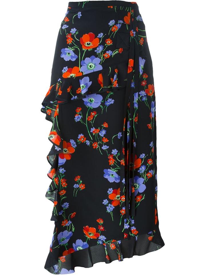 No21 Ruffled Floral Print Pencil Skirt