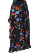 No21 Ruffled Floral Print Pencil Skirt