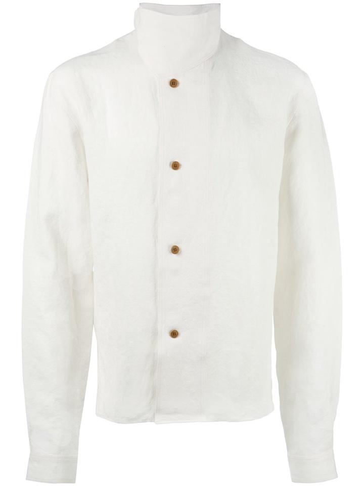 J.w.anderson Standing Collar Buttoned Jacket, Men's, Size: 48, White, Cotton/linen/flax
